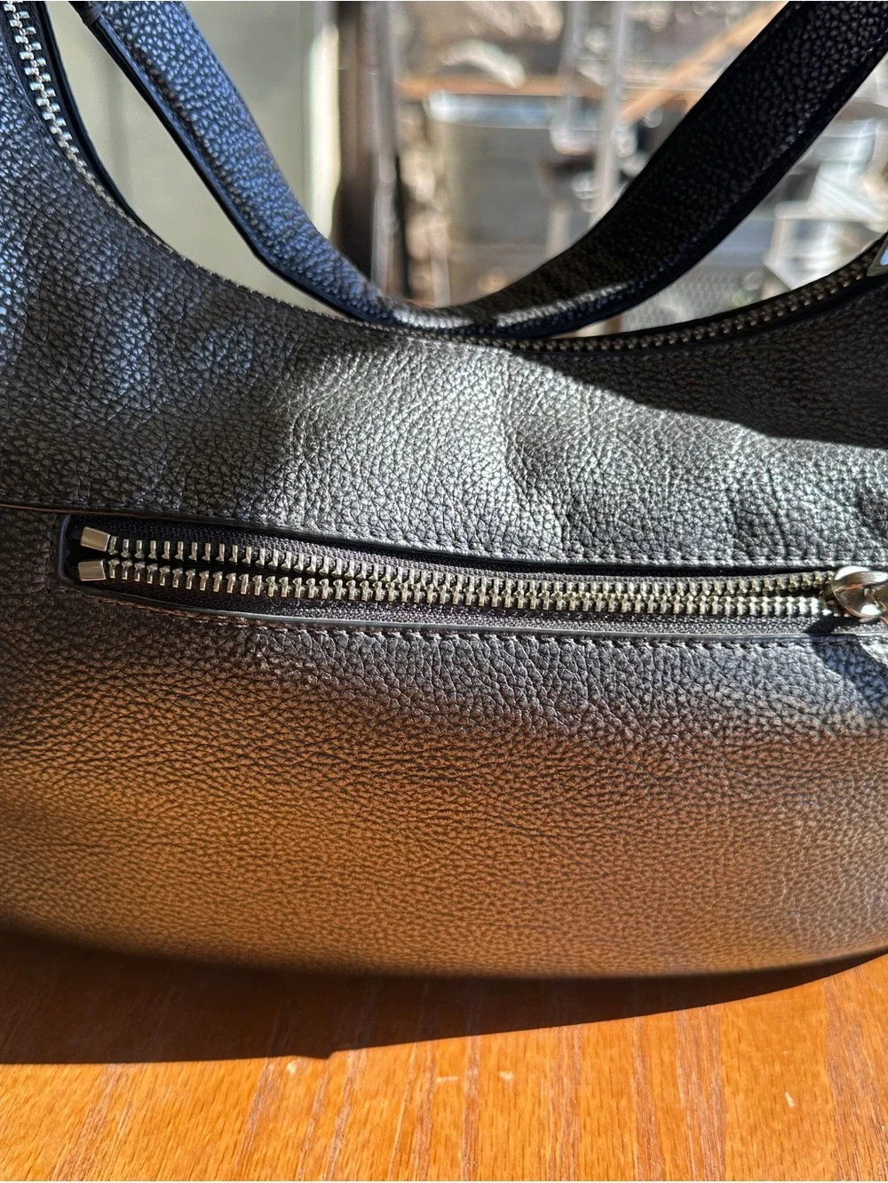 Coach Black Pebbled Leather Shoulder Bag with Silver Hardware